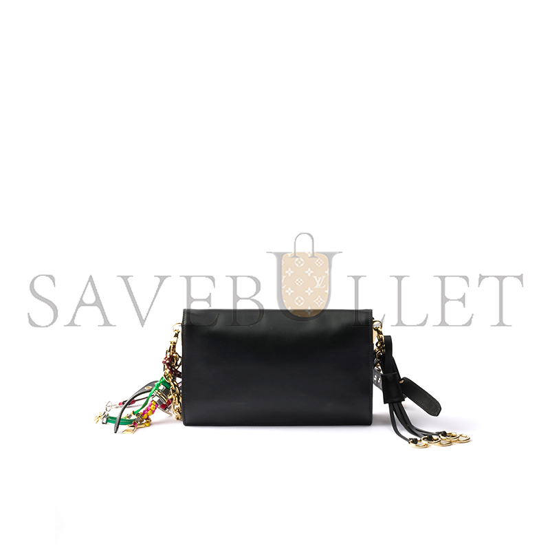 Pra*a soft sound small leather shoulder bag with charms 1bd379 (24*13.5*5cm)